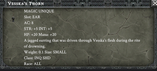 VESSKA'S THORN item card